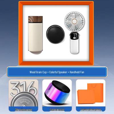 Portable Fan, Speaker, and Smart Insulated Cup Gift Set