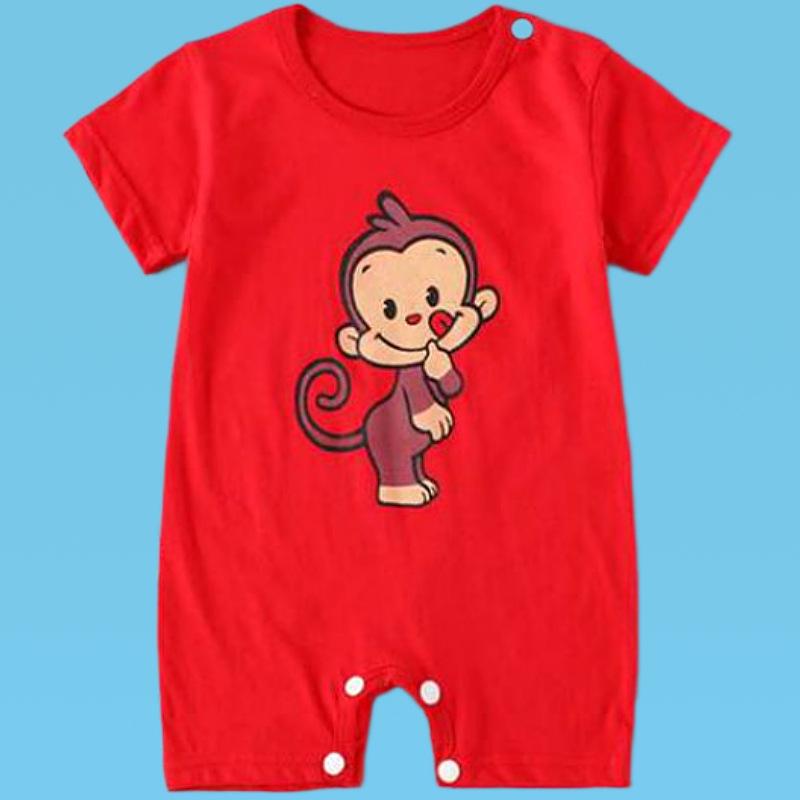 Baby Short-Sleeve Hooded Romper for Summer Outdoors