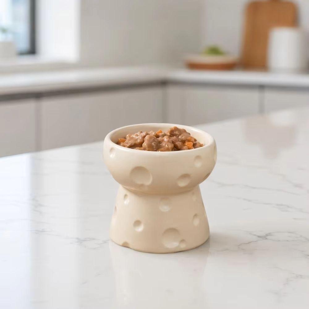 Not Easy To Knock Over Ceramic Cat Feeder Large Diameter High Foot Dog Food Basin Puppies