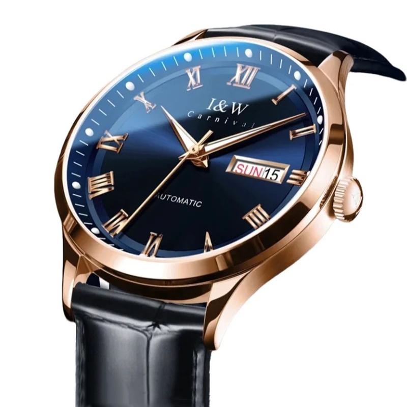 IW New Men's Leather Automatic Mechanical Watches Japan Movement Sapphire Waterproof High-quality Watch Reloj Hombre