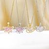 Luxury Pink Heart Pendant Necklace for Women - Fashionable Clavicle Chain Accessory