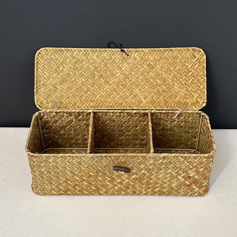 

Корзина для хранения из морской травы в японском стиле с крышкой и отделениями 32×12×11 CM