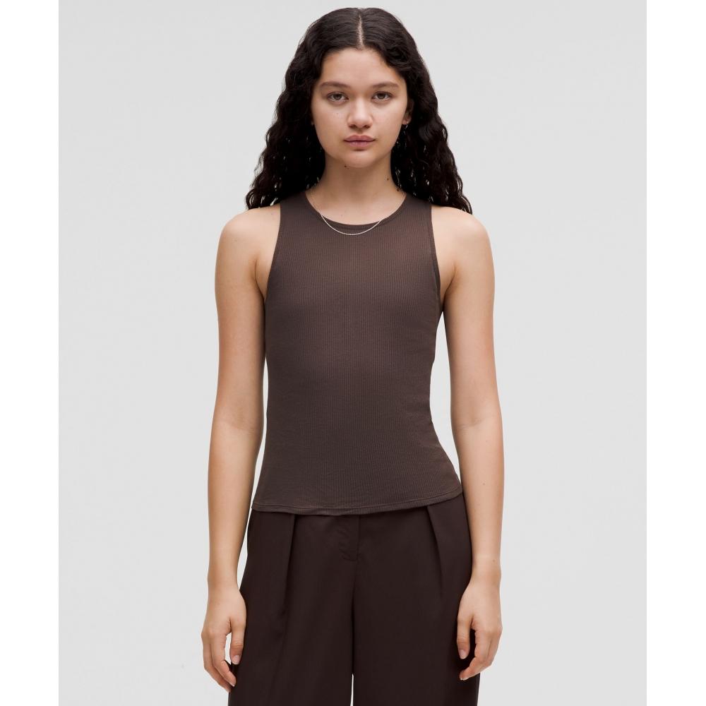 

Lululemon Sheer Cotton Ribbed Tank Top Espresso XS