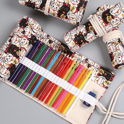 12/24/36 löcher Mädchen Stift Junge Bleistift Fall Rolle Tasche Leinwand Stationäre