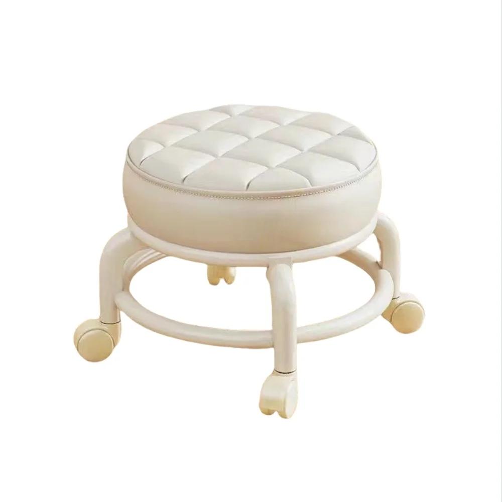 With Wheel Seat Sliding Wheel Low Stool Universal Wheel Small Stool Children Multi-Functional Shoe Changing Seat Round Stool