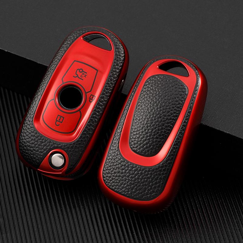 

Leather TPU Car Key Case Cover For Opel Vauxhall Astra K Corsa E For Buick Verano ENCORE GX GL6 Folding Keys Shell Accessories красный