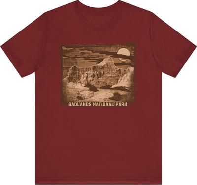 Badlands Retro Poster Graphic Design Tee, Badlands Shirt, Vintage Tees, Art Design T-Shirt, Graphic Tee, Retro Art Shirts Cardinal