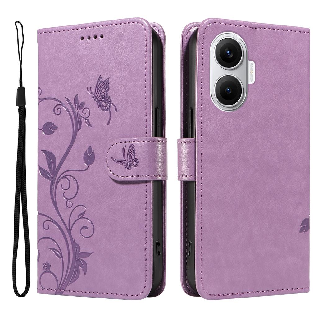 For Xiaomi Poco F7 5G/Xiaomi Redmi Turbo 4 Pro 5G PU Leather Cases Flower Pattern Wallet Stand Phone Cover with Strap