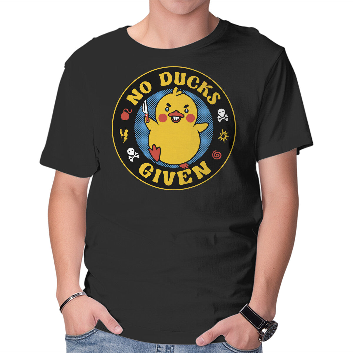 Unisex Crew Neck T-Shirt No Ducks Given Here Graphic Short Sleeve Casual Tee XS