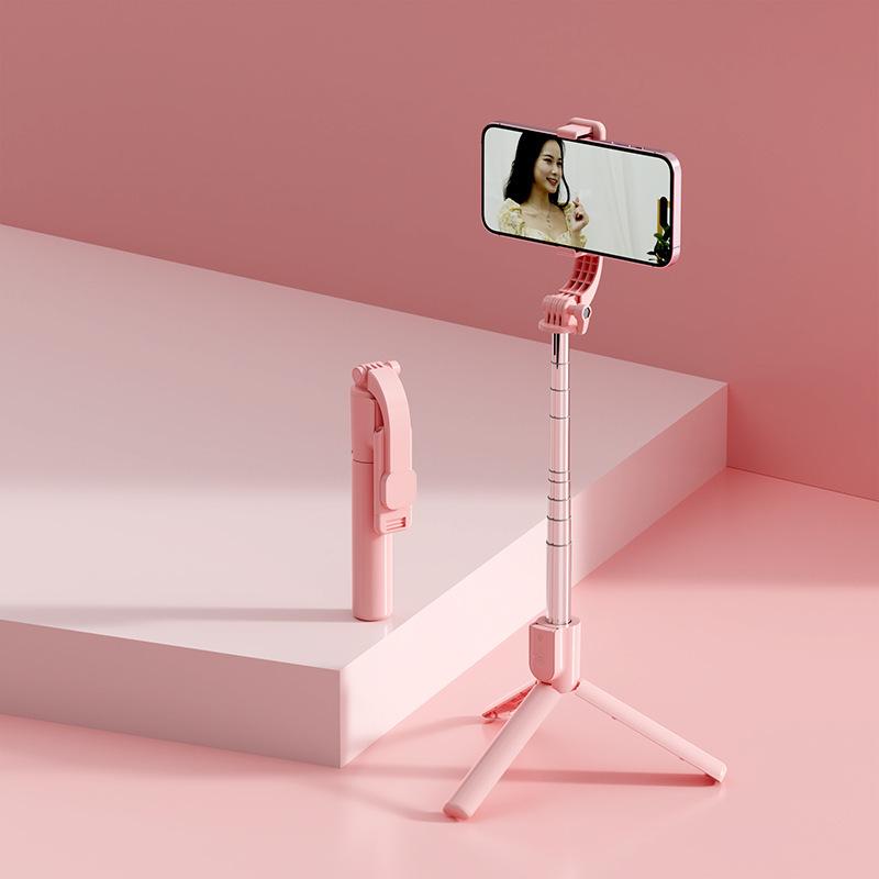 Bluetooth Selfie Stick with Integrated Remote Control, Beauty Fill Light, and Mobile Live Streaming Holder
