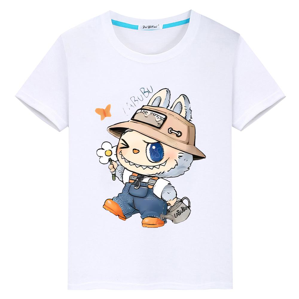 Labubu 100%Cotton T Shirt for Kids Boy 10years Toddler Girl Clothes Kawaii Tops Anime Short  Pride Tshirt Y2k Kids Clothes Girls