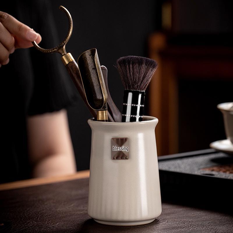 High-End Ru Kiln Ceramic Kung Fu Tea Set - Luxury Gaiwan Teapot, Tray, and Cups for Home.