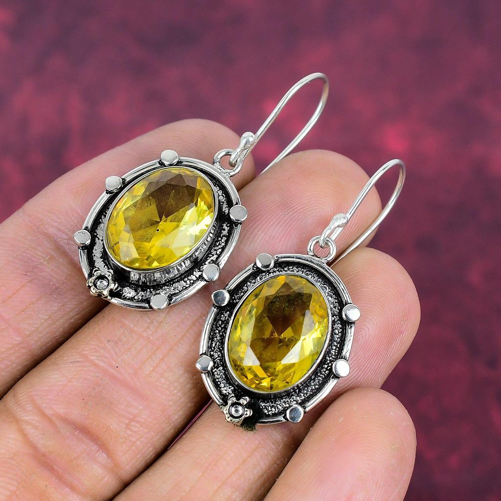 Citrine Earrings, 925 Solid Sterling Silver Gemstone Jewelry, Handmade Earrings, For Thanksgiving