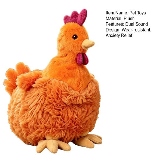 Anti Bite Plush Hen Toy Simulated Chicken Dog Toy, Squeaky Interactive Chew Teeth Grinding Toys for Puppies Corgi, Durable Resistant