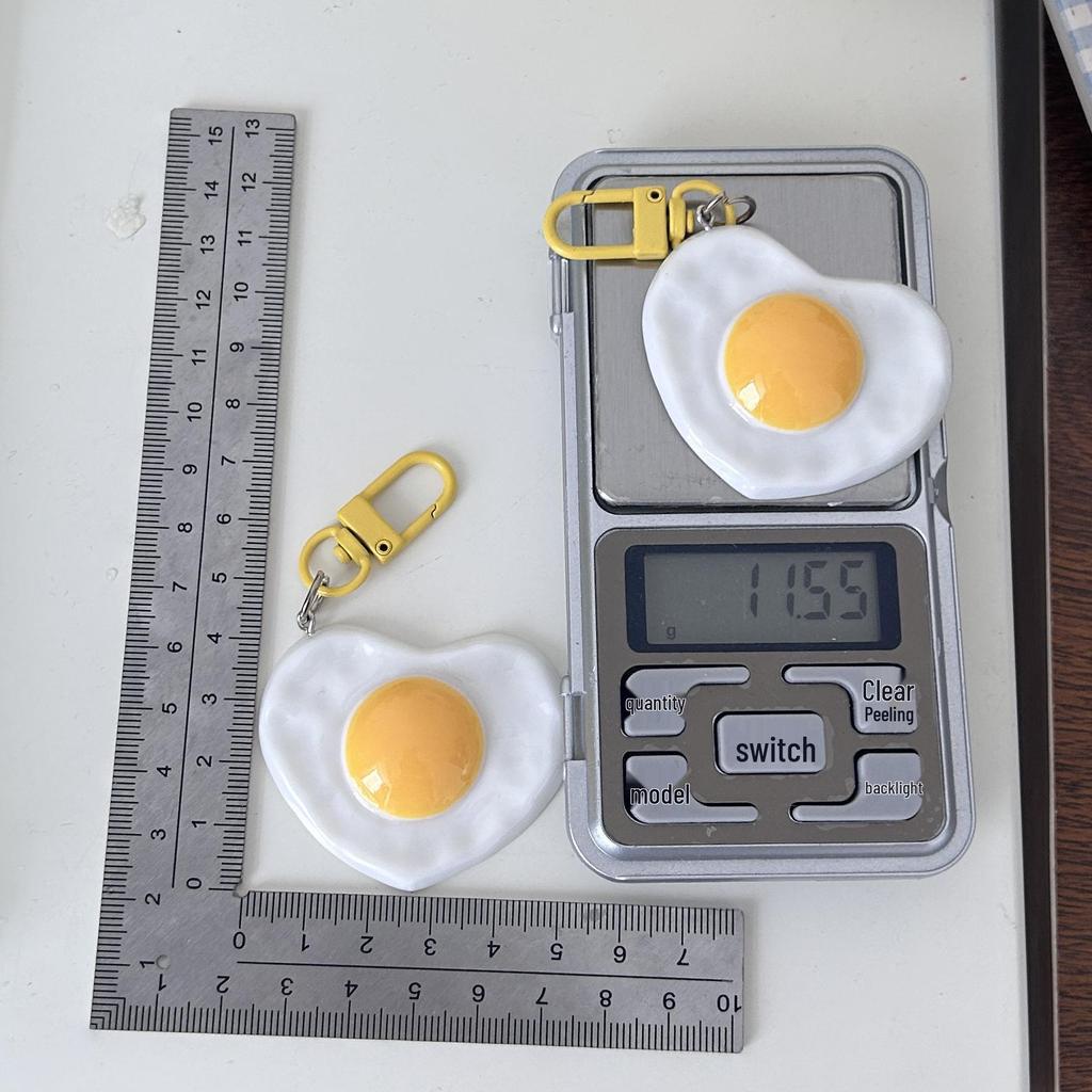 Love Heart Fried Egg Keychain - Cute, Funny Pendant for Backpack, Couple or Best Friend Gift