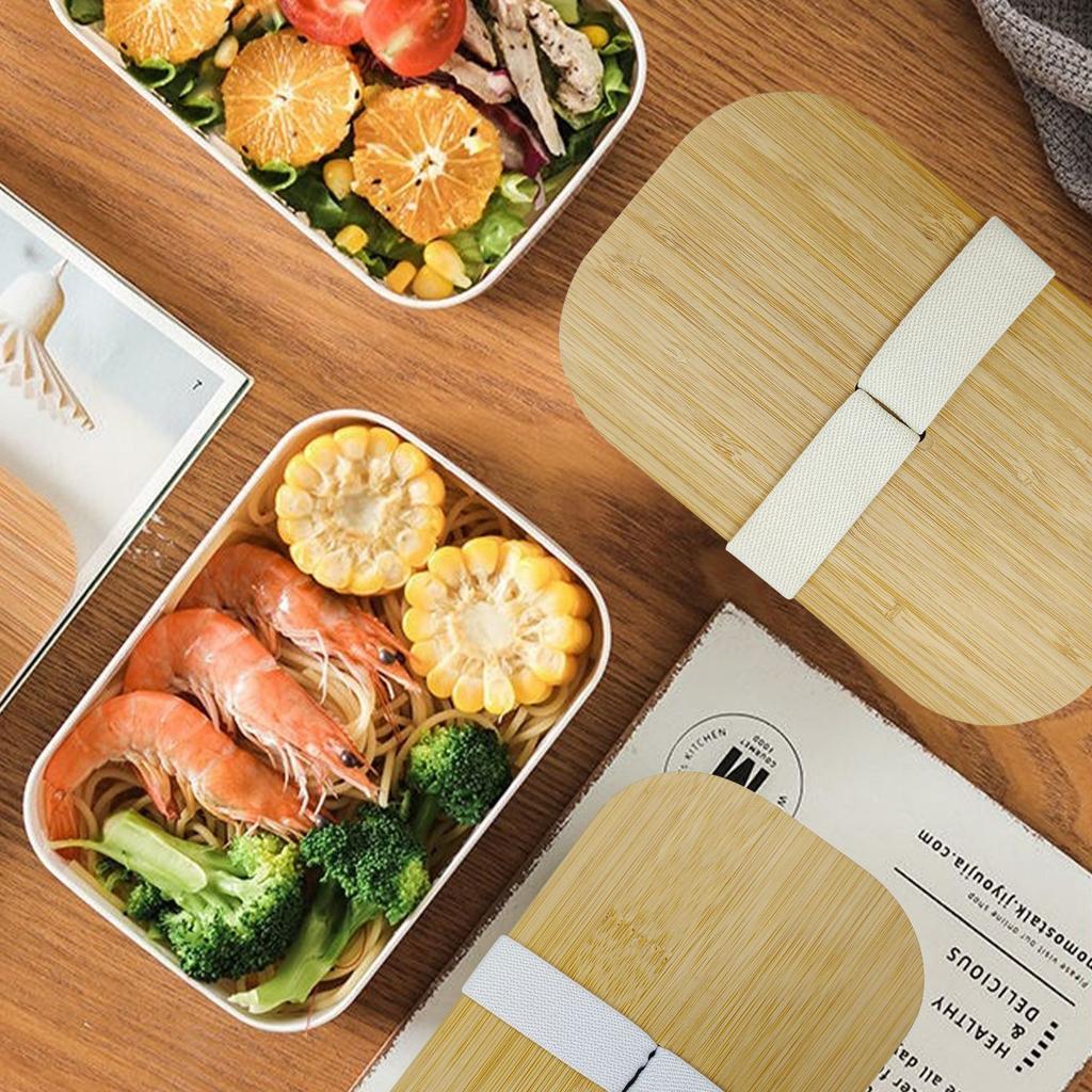 Umweltfreundliche ovale Lunchbox aus Bambusfaser mit Bambusdeckel, biologisch abbaubare Bento-Box für Büroangestellte, wiederverwendbarer Lebensmittelbehälter