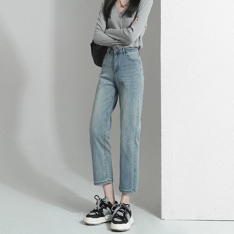 Autumn 2025 Women's High Waist Straight Leg Jeans: Slimming Petite Plus Size Cropped Cigarette Pants