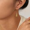 Waterproof Real Stainless Steel Waterdrop Pendant Ear Hook Hollow Long Drop Earrings Daily Chic Fashion Jewelry Gifts For Ladies