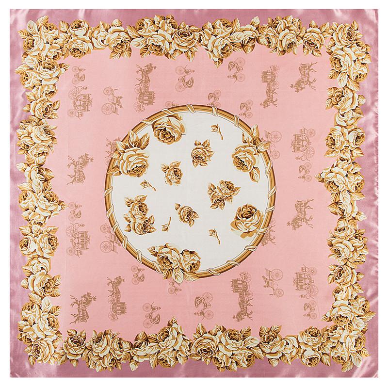 New Carriage Silk Scarf For Ladies Floral Print Hijab Shawl Brand Scarf Foulard Square Head Scarves Wraps For Women Bandana