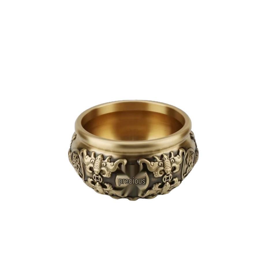 Solid Pure Copper Eight Blessings Treasure Pot for Wealth Attraction - Chinese Style Tabletop Ornament