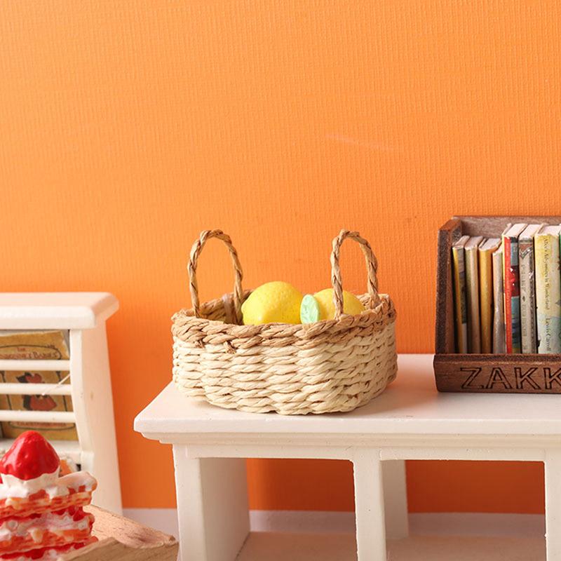 1:12 Dollhouse Miniature Storage Basket Vegetable Food Woven Frame Kitchen Decor