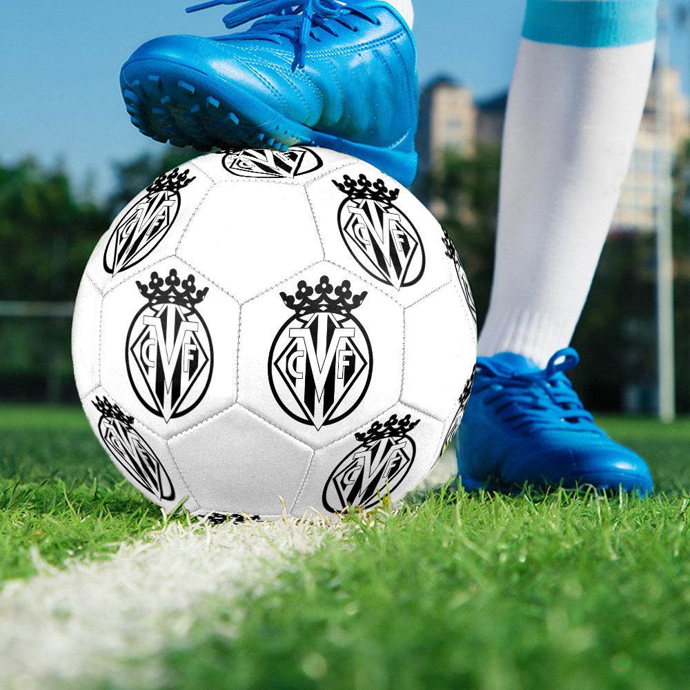 FC Villarreal Size 5 Soccer Ball, Machine-Stitched PVC, Durable & High Bounce, All Ages Fit, Fan Merchandise, Matches & Outdoor Use.