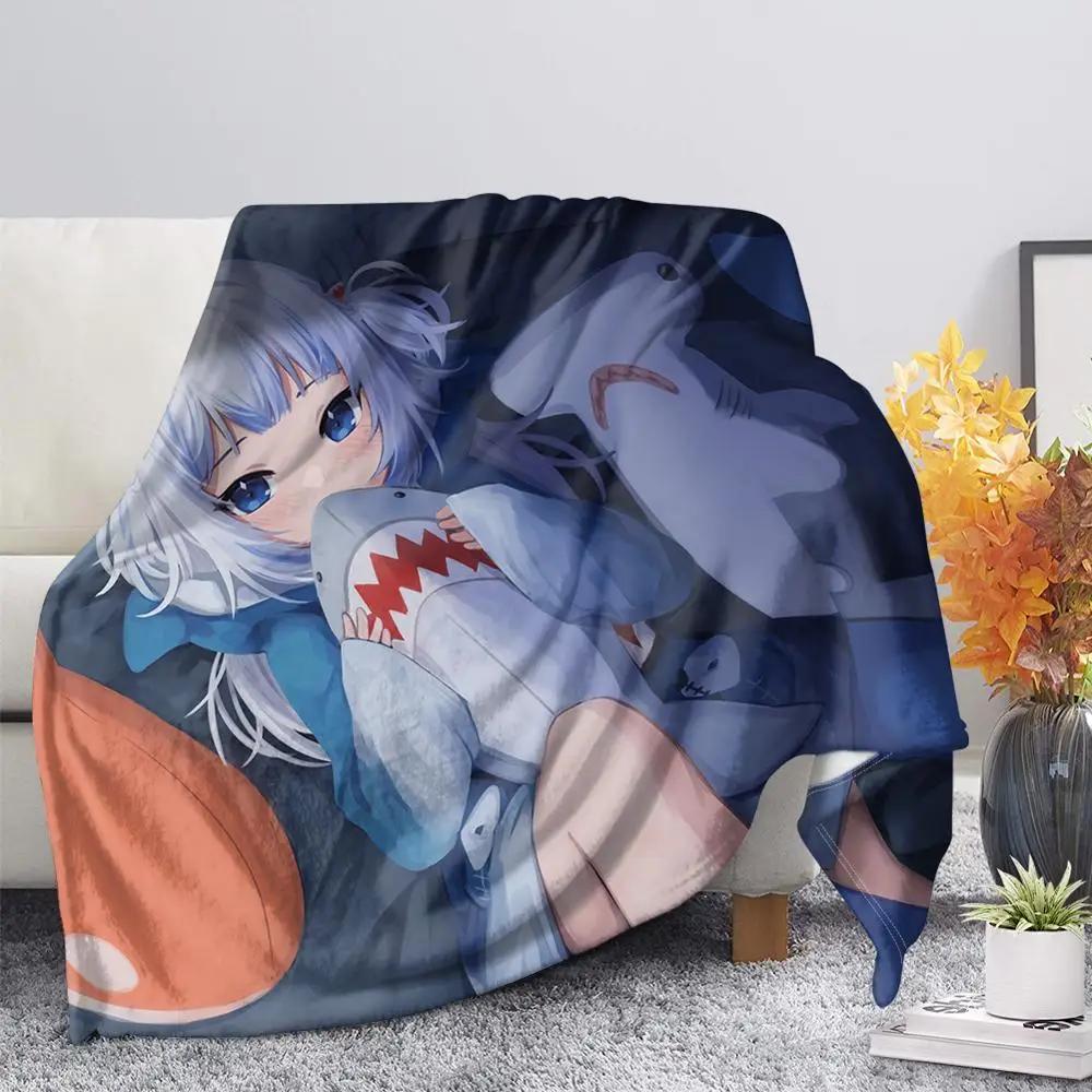 Hololive Gawr Gura Ch holoMyth Soft Plush Blanket, Flannel Blanket Throw Blanket for Living Room Bedroom Bed Sofa Picnic Cover