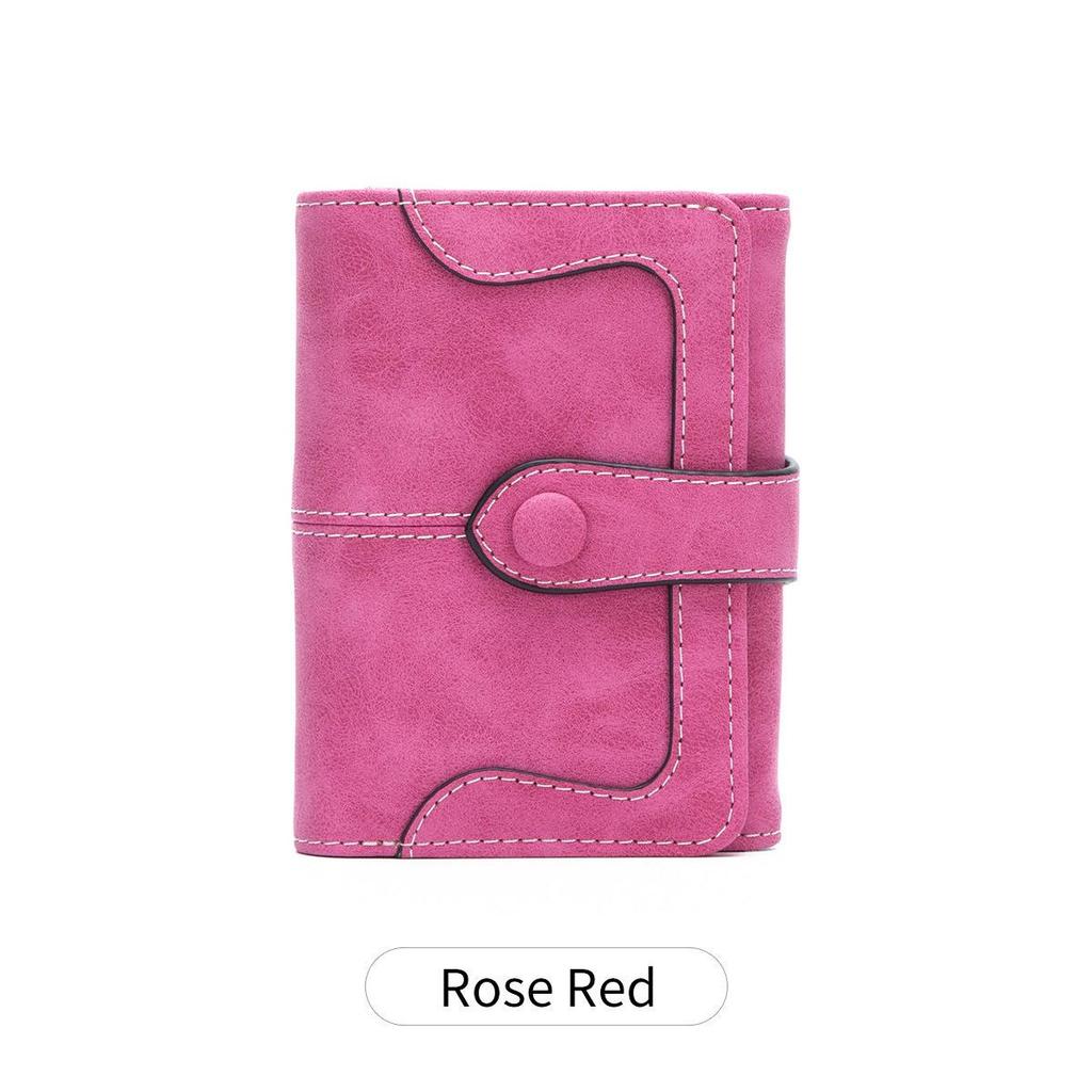 2025 Women's Retro Frosted Two-Fold Short Wallet, Multifunctional Simple Fashion Clutch.