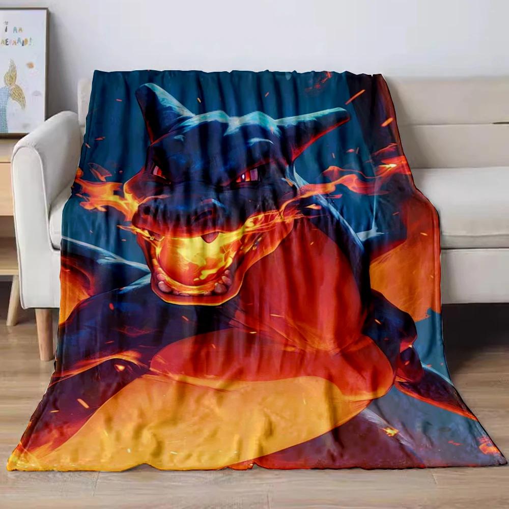 31 Style Anime Pokémon Charizard Cartoon Flannel Blanket for Sofa Home Sofa Student Blankets Children Student Nap Girl Kids Gift