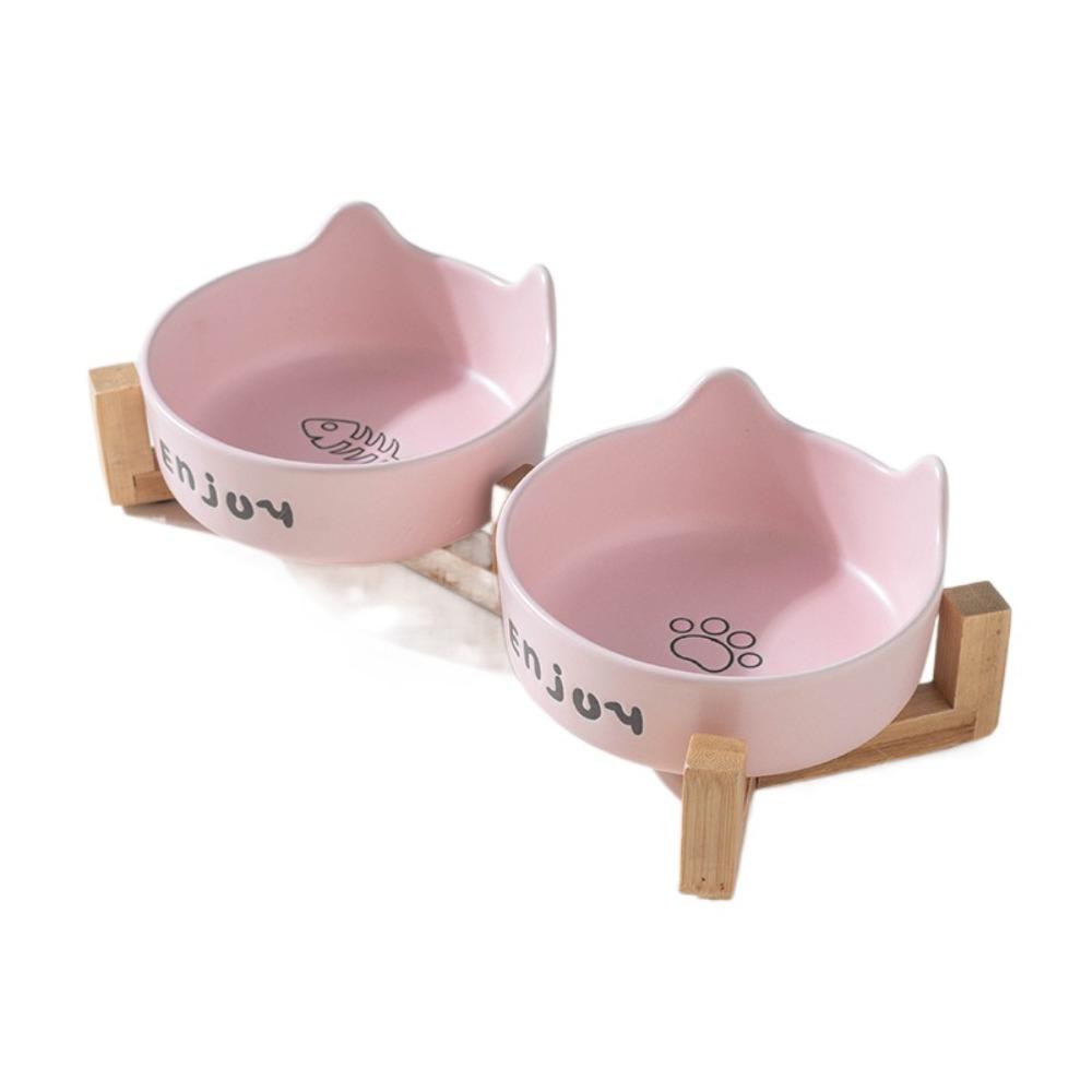 Cute Cat High Foot Bowl Prevent Tipping Dog Food Feeding Basin Pet Bowl  Neck Protection