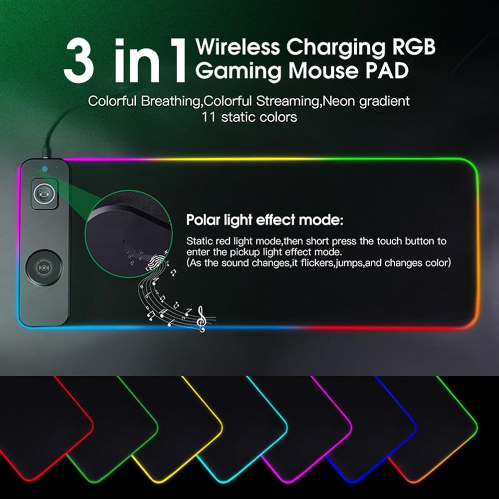 Large color gamepad power mat expansion key set pad with 15W charging for cell phones, headphones...