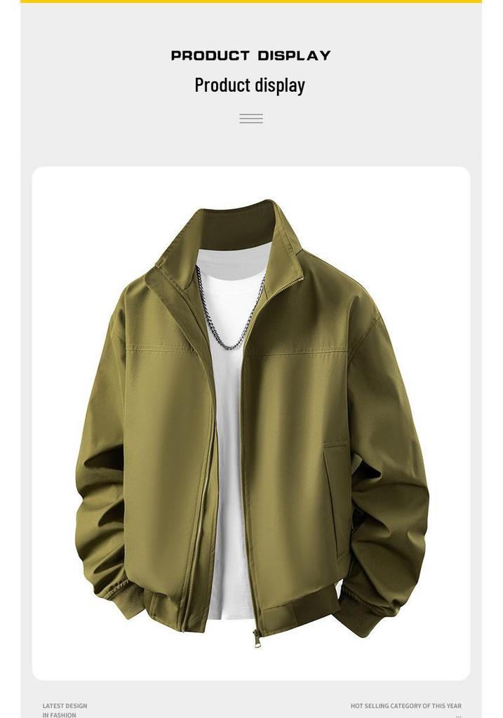 Men's Cross-Border Korean Style Stand-Collar Jacket - Trendy, Loose Fit for Spring & Autumn