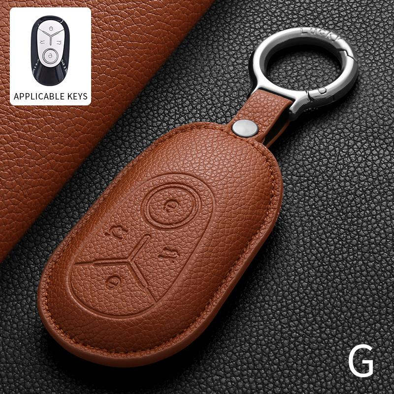 

Car Leather Key Case Cover Holder For Geely Geome Galaxy Light Star Wishes Exploration Youth Version Keychain Accessories