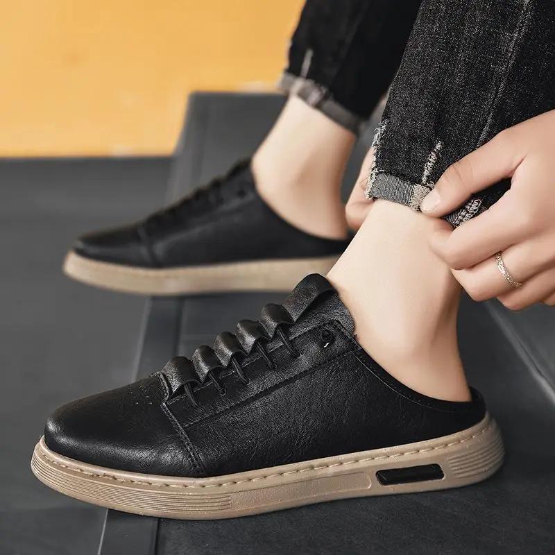 Fashion Sabot Slippers for Men Soft Outdoor Genuine Leathe Designer Sandals Man Luxury High Quality Fashion Fun Elegant Y2k Adult Shoes