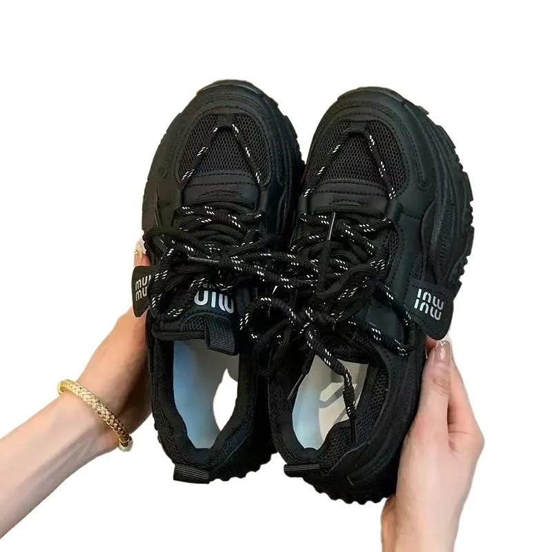 2025 Shoes Female Mesh Solid Women's Vulcanize Shoes Outdoor Women Sneakers Lace Up Platform Hot Sale Casual Sport Shoes Ladies
