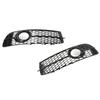 2pcs Front Foglight Grille Left Right Mesh Style Glossy Black Replacement for A6 C6 2008‑2011