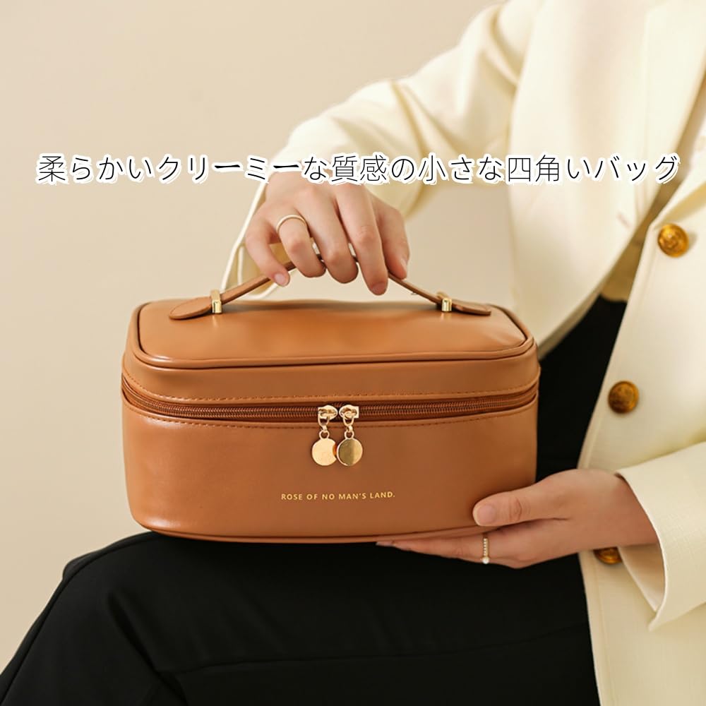 Aylashine Makeup Makeup Cosmetic Makeup Cosmetic Storage Makeup Solid Zippered Flap Toiletry Travel Portable Makeup Travel Toiletry Waterproof Leather