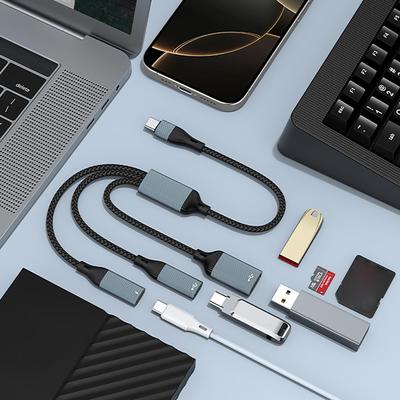 2/3 In 1 USB C Splitter Adapter Supports Fast Charging and Data Transfer for Phone Tablet and Other Devices