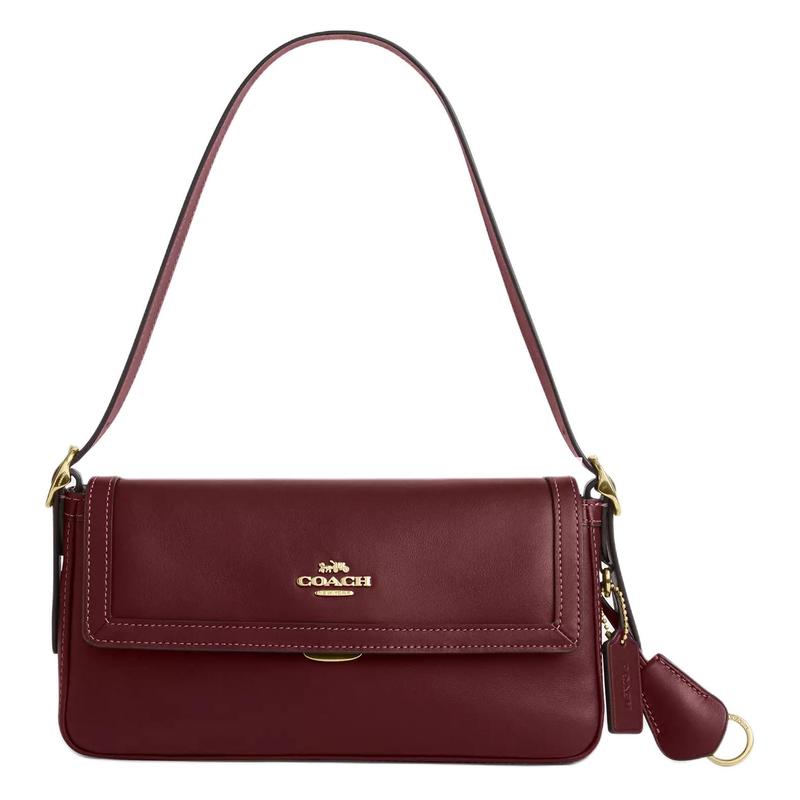 

COACH Etta 25 Metal Hardware Handle Crossbody Smooth Leather Shoulder Bag Medium Women s Maroon золотий