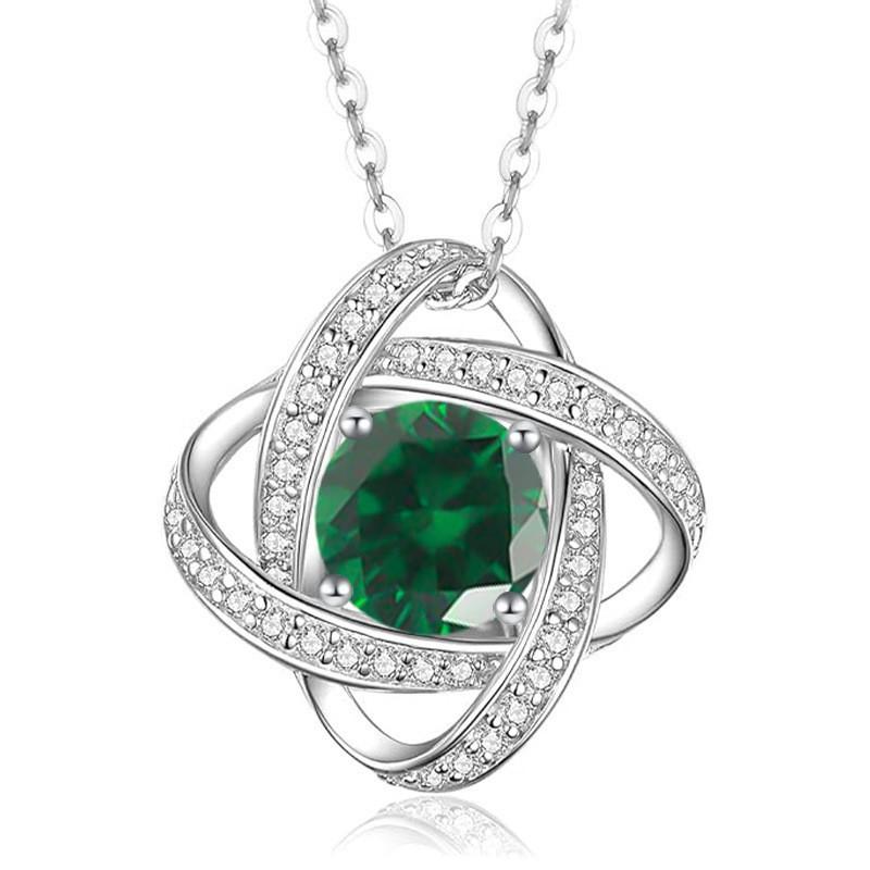 Sterling Clover Pendant Necklace With Full Crystal Zircon Adjustable Chain Women Daily Wear