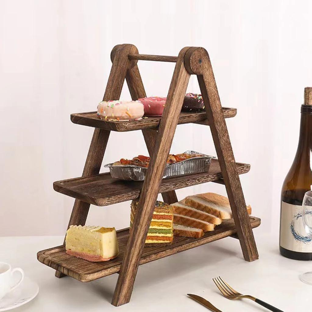 3 Tier Wooden Tray Wood Tiered Tray Decor Cake Stand Farmhouse Tiered Tray Party Serving Dishes And Platters Trays