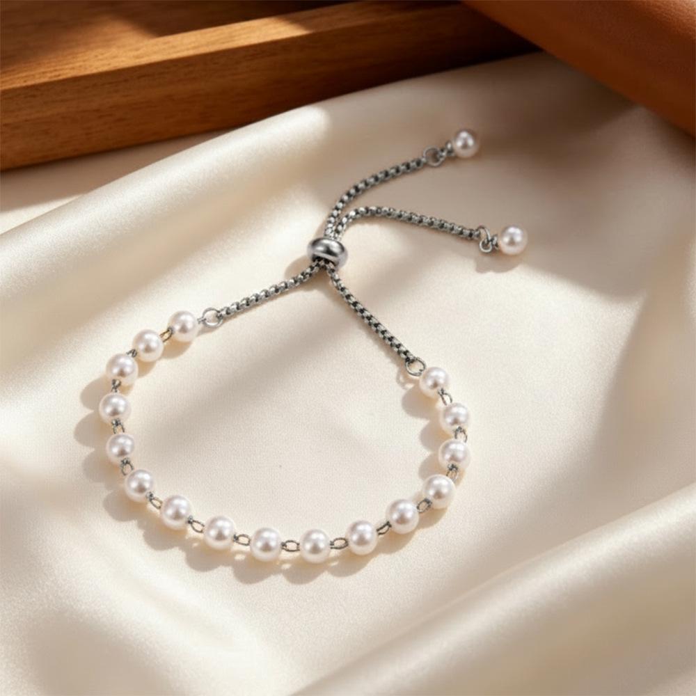 Elegant Faux Pearl Necklace & Gold-Plated Pearl Bracelet Set - Women's Deluxe Jewelry