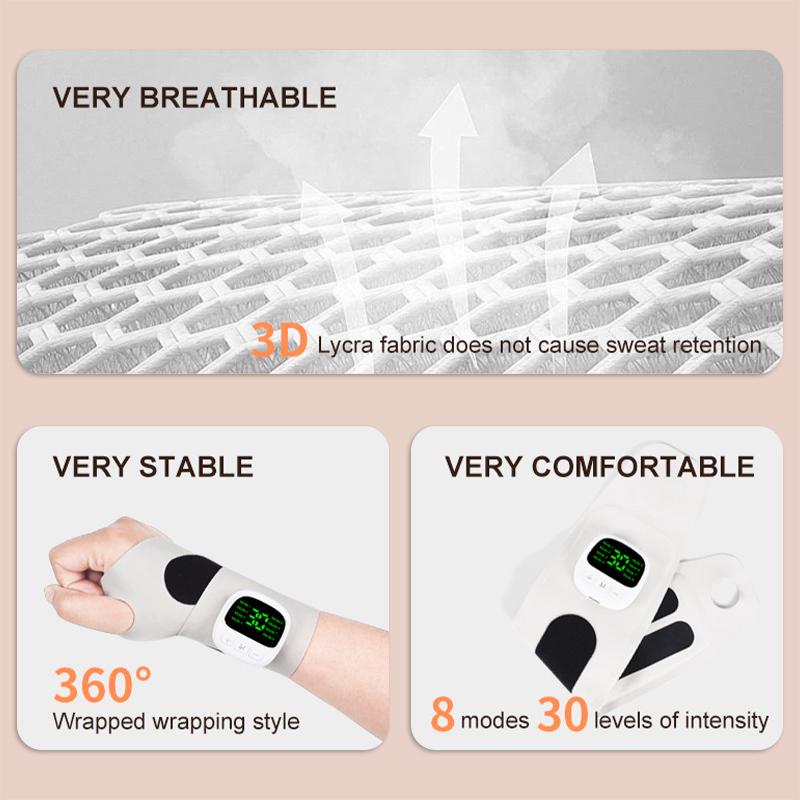 Elektrický masážní přístroj na zápěstí USB dobíjecí Vibrace Ulevuje od tenosynovitidy Masážní přístroj pro karpální tunel Úleva od únavy Péče o zdraví