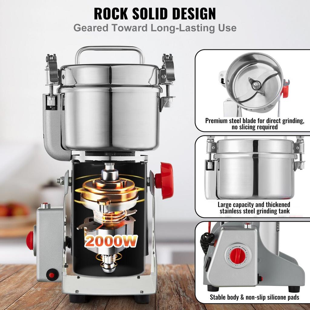 750g Commercial Spice Grinder Electric Grain Mill Grinder High Speed