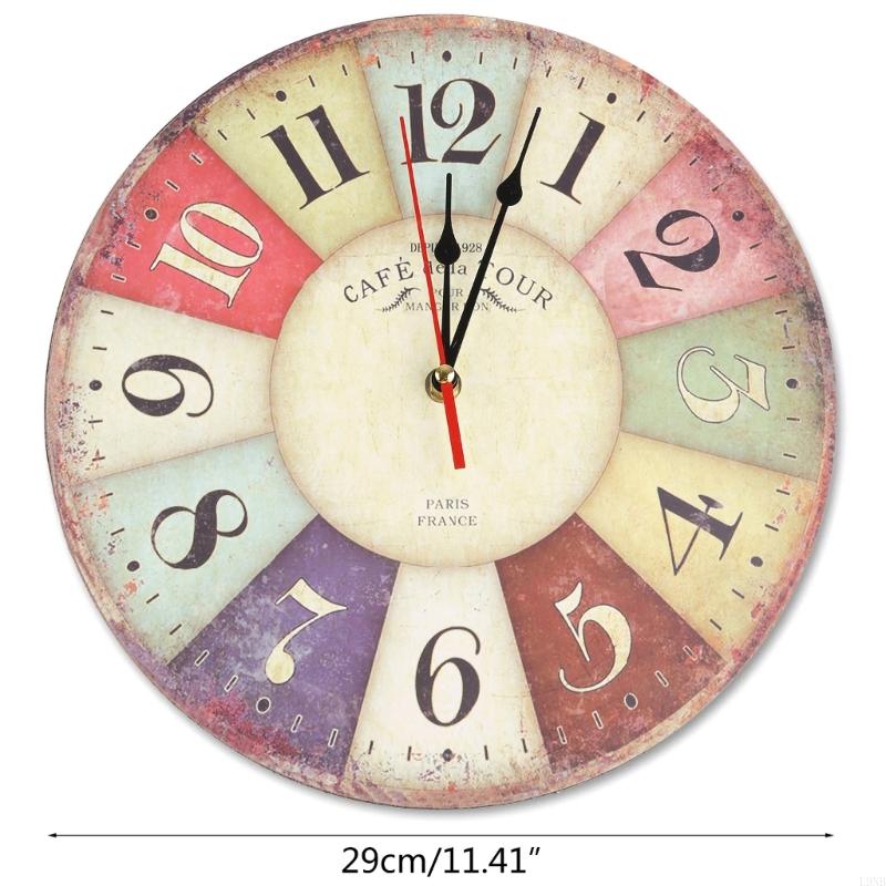  Retro Wooden Wall Clock Owl Rooster Vintage Rustic Non-Ticking Silent Quiet Home Office Kitchen Decor