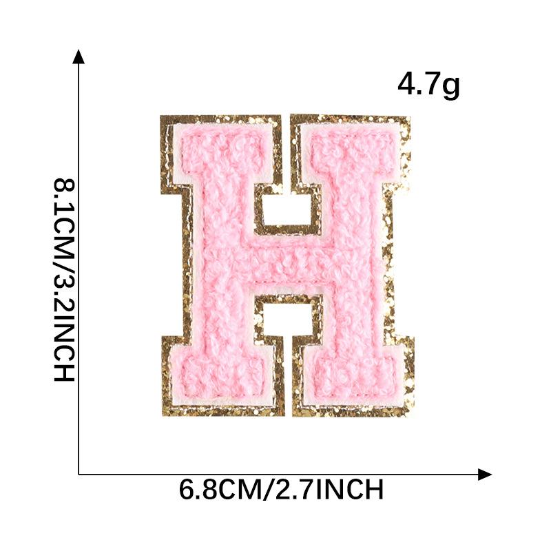 Stickerei Etikett Handtuch Stickerei Farbiges Englisches Buchstaben Patch Bekleidungszubehör Goldrand Aufkleber Stickerei Chenille Stickerei Stoffaufkleber