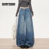 BEAUTIFUL WARDROBE Women's American Retro Washed Curved Wide-Leg Jeans