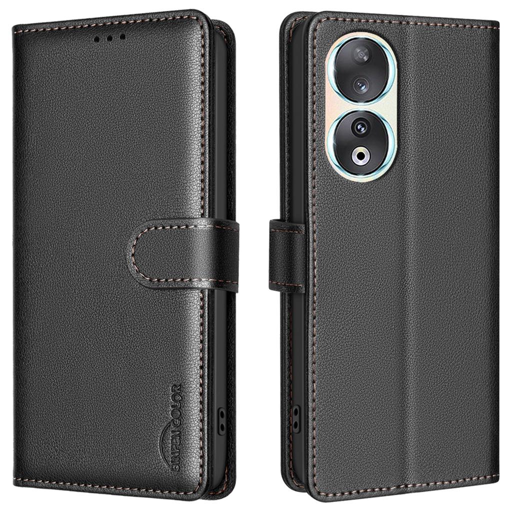 BINFEN COLOR BF32 For Honor 90 Case RFID Blocking PU Leather Protective Phone Cover