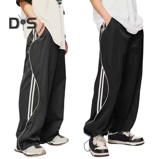 Брюки унисекс Ретро Американский стиль Уличная одежда Тонкие боковые карманы Эластичная — фото 8