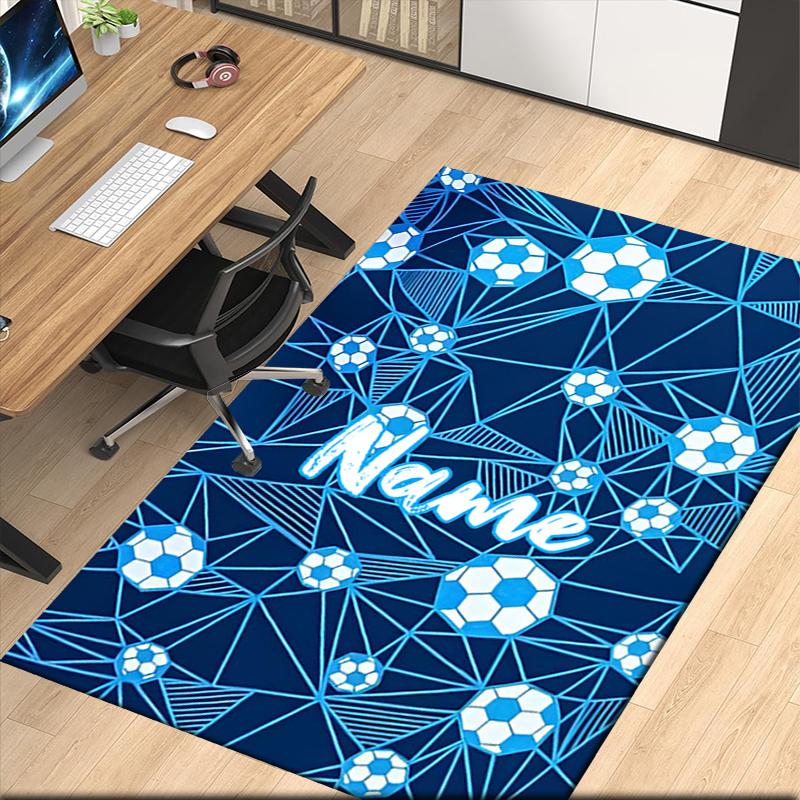 Custom Name Soccer Printed Carpet, for Office Chair Living Room Bedroom Kitchen Room Decor Gifts.